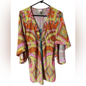 Neon Trina Turk Mini Dress kimono Sleeve swimsuit cover up